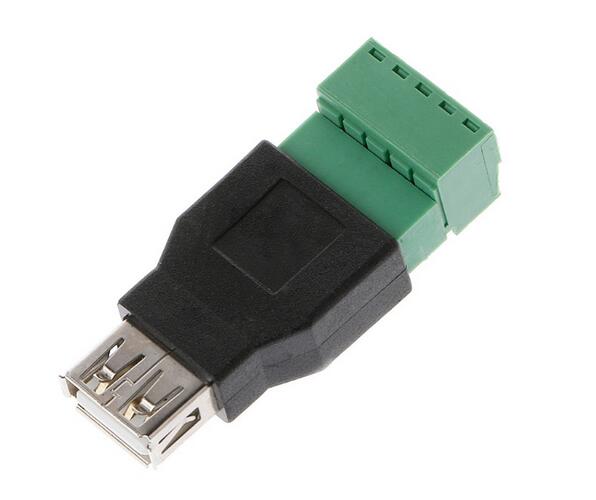 USB 2.0 Type A Female to 5P Screw Shield Terminal