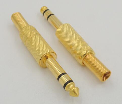 Gold Plated audio jack 6.35mm 1/4 inch male plug