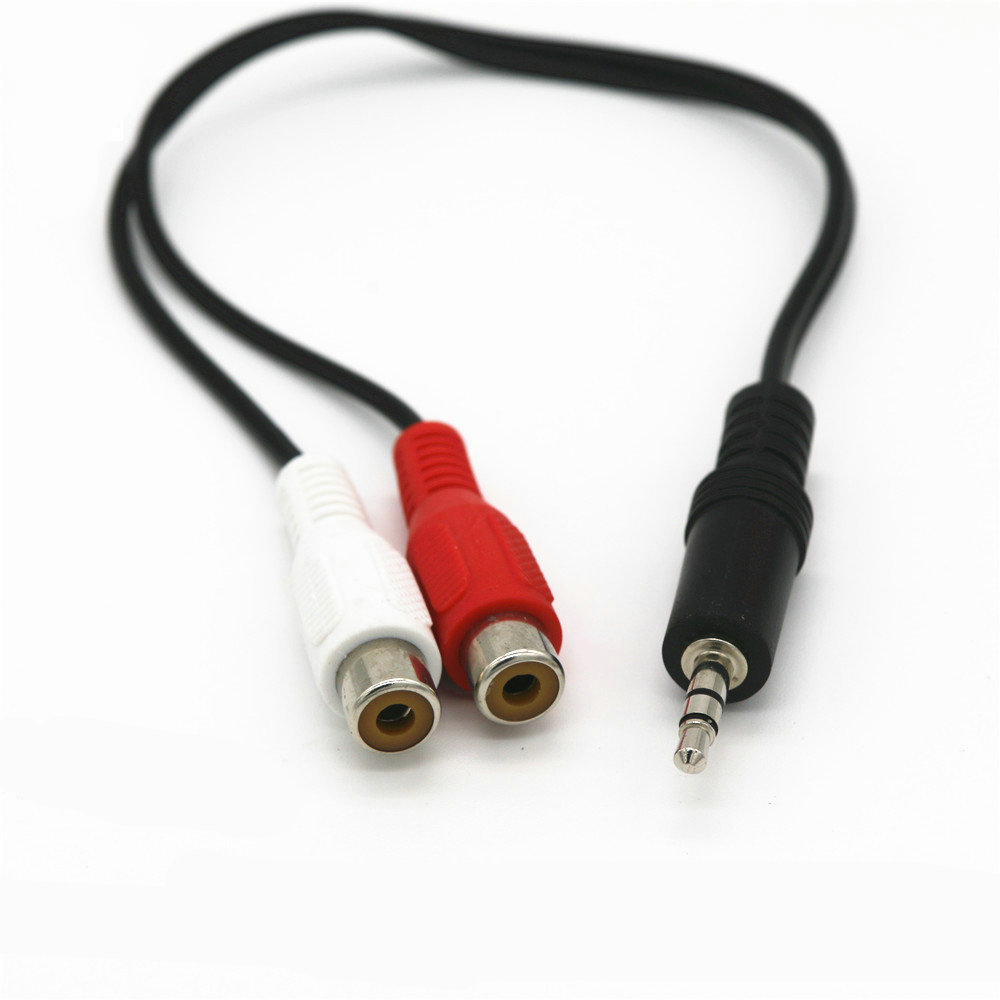 3.5mm stereo male plug to 2 RCA female audio cable