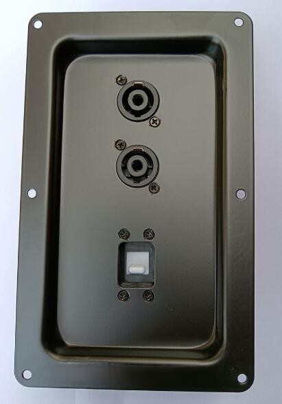 Sound box rear panel with switch stage box junctio